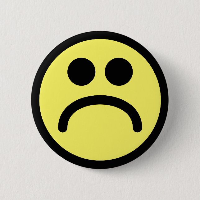 Yellow Sad Face 6 Cm Round Badge (Front)