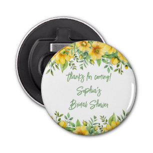Yellow Sage Green Flowers Floral Shower Favors Bottle Opener