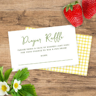 Yellow & Sage Watercolor Diaper Raffle Baby Shower Enclosure Card