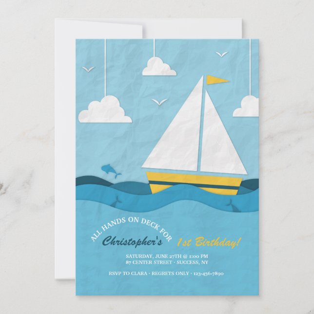 Yellow Sailboat Invitation (Front)