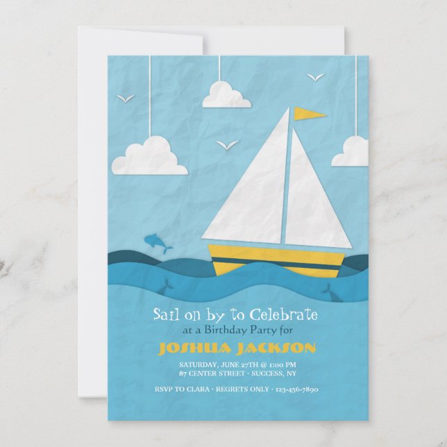 Yellow Sailboat Invitation #2 (Front)