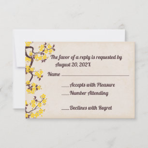 Yellow Sakura Blossoms RSVP Cards