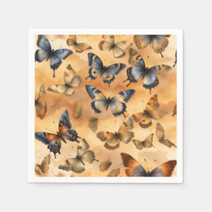 Yellow, sand yellow, ochre, blue watercolor butte napkin