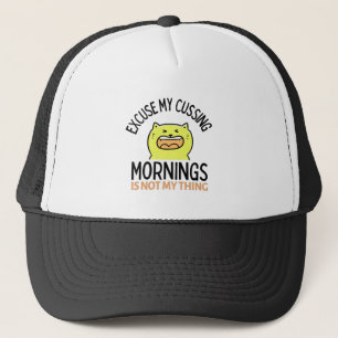 Yellow Sarcastic Funny Cat  Trucker Hat