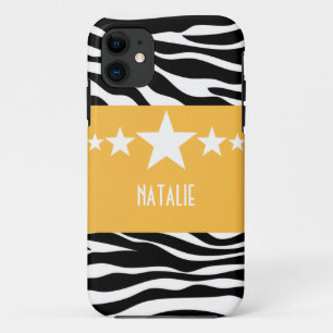 Yellow Sassy Star Zebra BT iPhone 5 Case