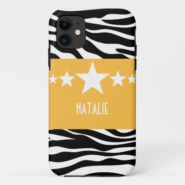 Yellow Sassy Star Zebra BT iPhone 5 Case (Back)