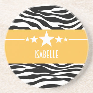 Yellow Sassy Star Zebra Coaster