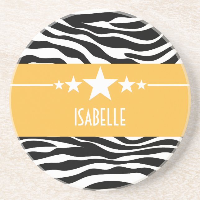 Yellow Sassy Star Zebra Coaster (Front)