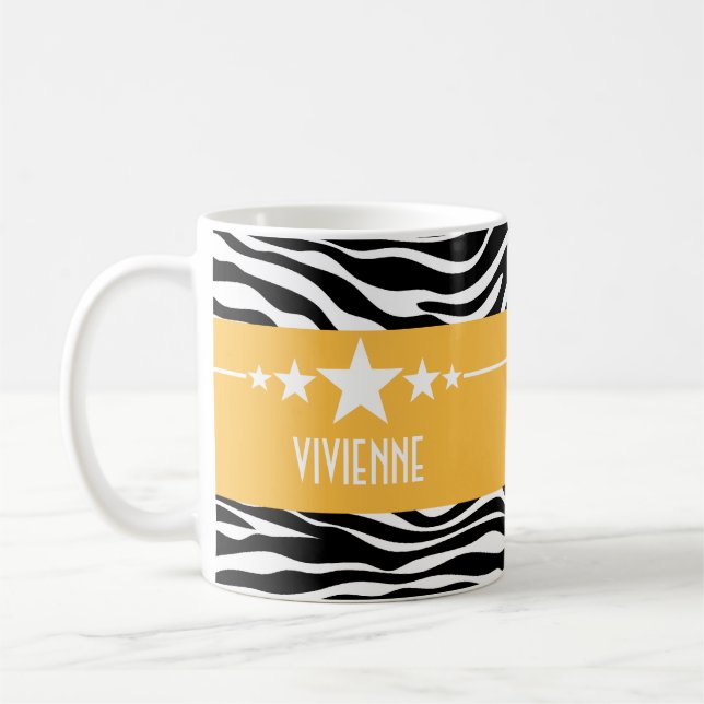 Yellow Sassy Star Zebra Mug (Left)
