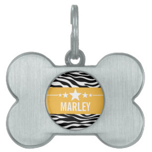 Yellow Sassy Star Zebra Pet Tag