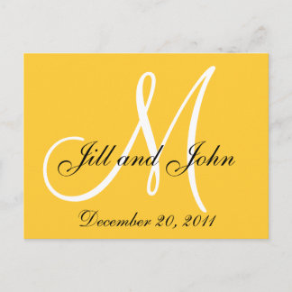 Yellow Save the Date Monogram Postcards