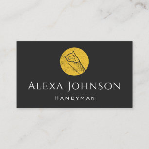 Yellow Saw Grunge Logo Handyman Tool Carpentry  Business Card