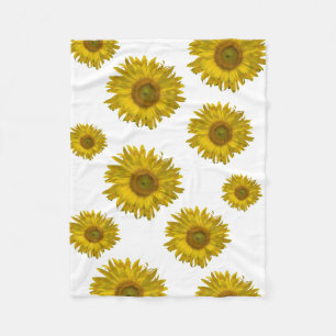Yellow Scattered Sunflowers Fleece Blanket