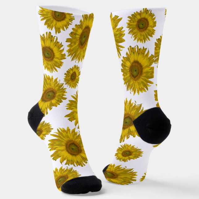 Yellow Scattered Sunflowers Socks (Angled)