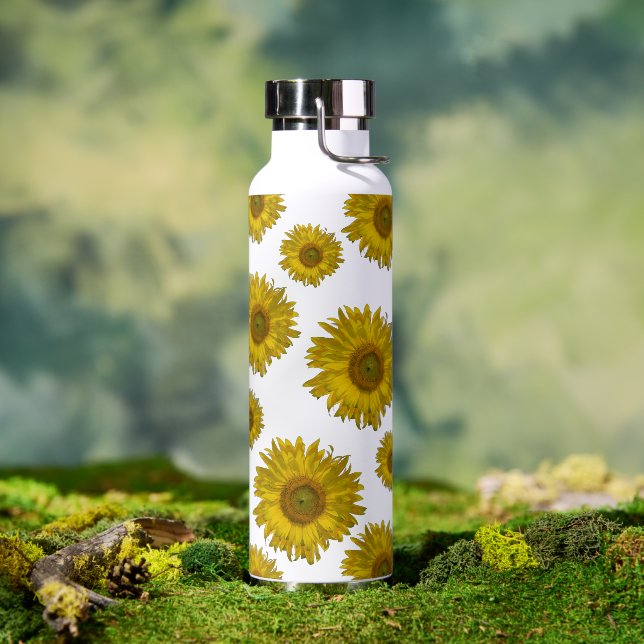 Yellow Scattered Sunflowers Water Bottle (Outdoor)