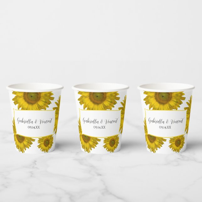 Yellow Scattered Sunflowers Wedding Paper Cups (Multi)