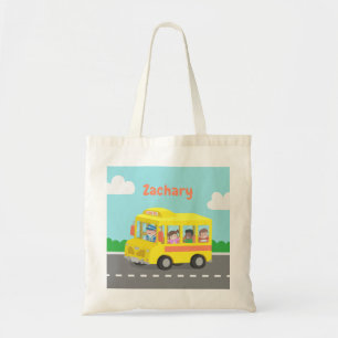 Yellow School Bus And Happy Kids Tote Bag