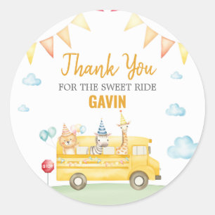 Yellow School Bus Birthday Party Classic Round Sticker