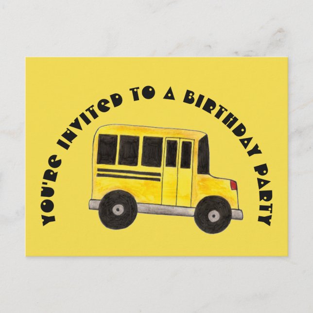 Yellow School Bus Birthday Party Invitation (Front)
