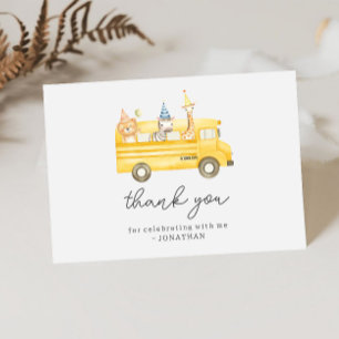Yellow School Bus Birthday Thank You Card