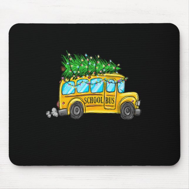 Yellow School Bus Christmas Light Tree Driver Paja Mouse Mat (Front)
