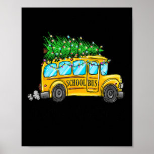 Yellow School Bus Christmas Light Tree Driver Paja Poster