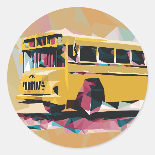 Yellow School Bus Classic Round Sticker (Front)