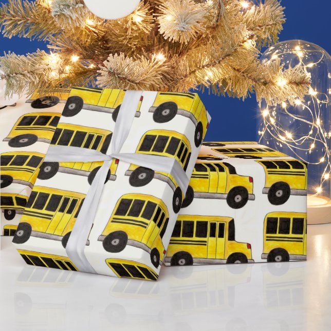 Yellow School Bus Driver Teacher Education Wrap Wrapping Paper (Holidays)