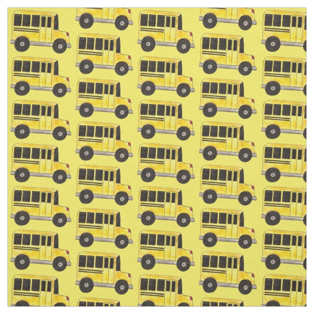 Yellow School Bus Education Teacher Bus Driver Fabric (Swatch)