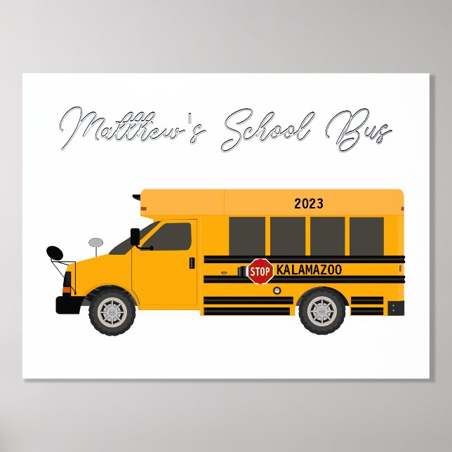 Yellow School Bus Foil Text Wall Art Boys Room  (Front)