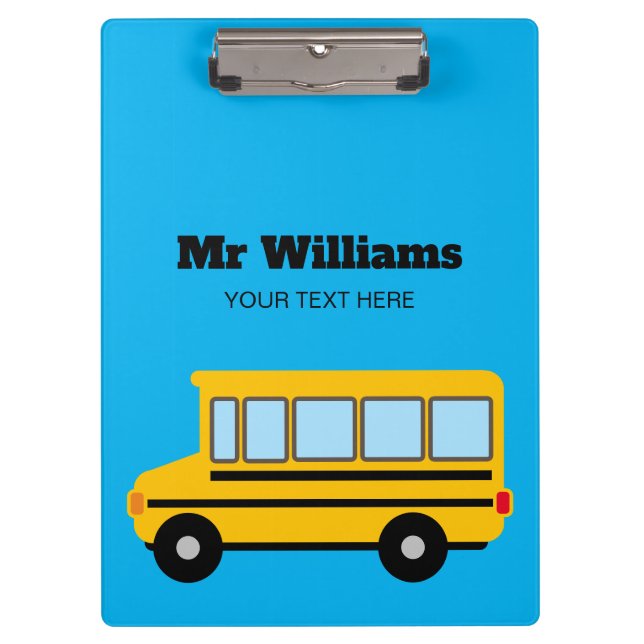 Yellow school bus illustration custom clipboard (Front)