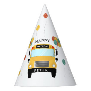 Yellow School Bus Kids Birthday Party Hat
