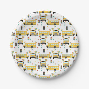 Yellow School Bus Kids Birthday Party Paper Plate