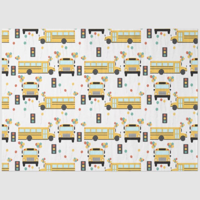 Yellow School Bus Kids Birthday Party Tissue Paper (Front)