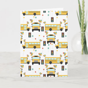 Yellow School Bus Party Classroom Card