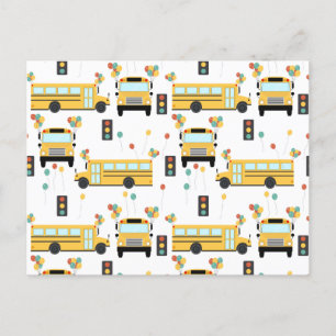 Yellow School Bus Party Classroom Holiday Postcard