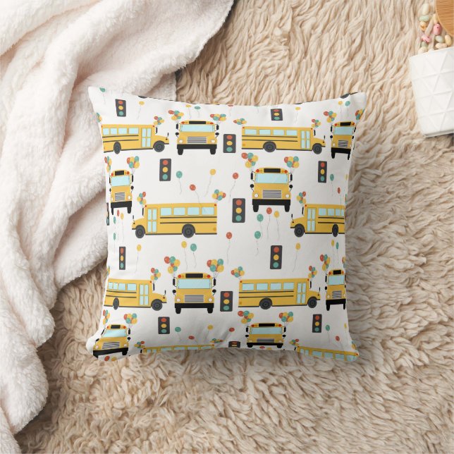Yellow School Bus Party Kids Cushion (Blanket)