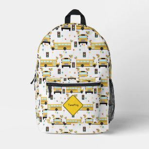Yellow School Bus Party Kids Custom Name Printed Backpack