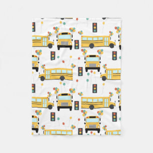 Yellow School Bus Party Kids Fleece Blanket