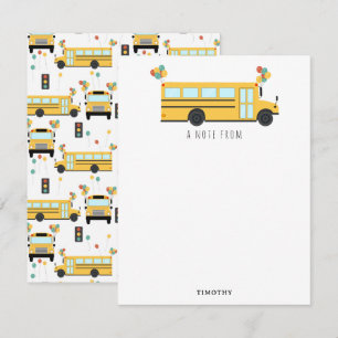Yellow School Bus Party Kids Name Card