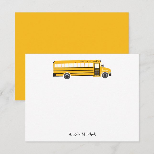 Yellow School Bus Personal Stationery Invitation (Front/Back)