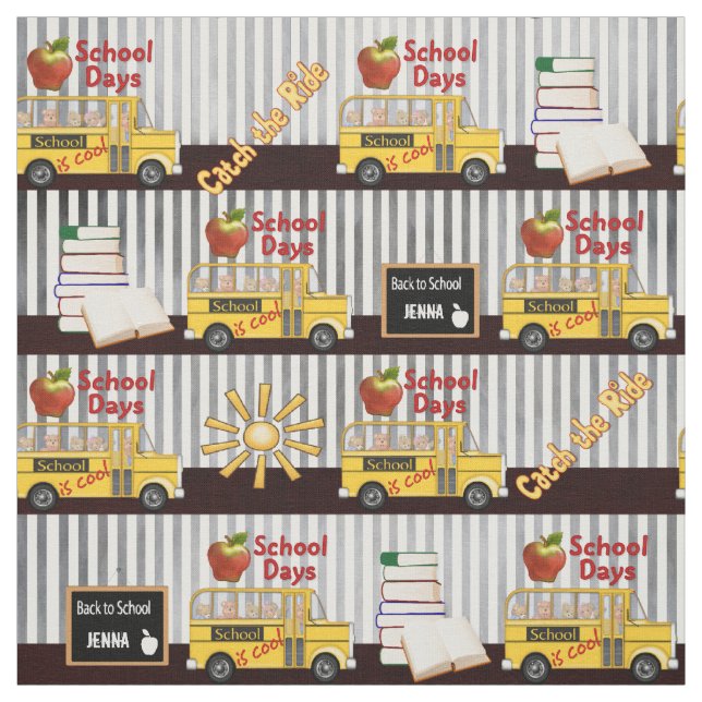 Yellow School Bus Striped Fabric (Swatch)