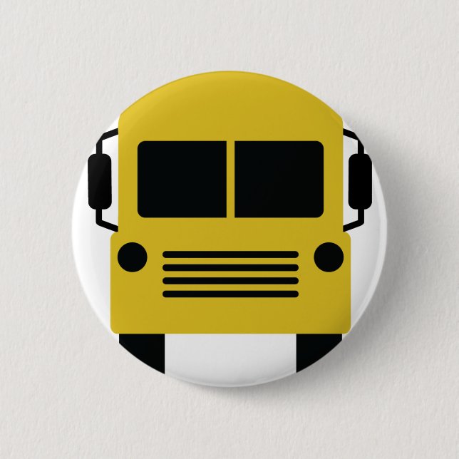 yellow school bus symbol 6 cm round badge (Front)