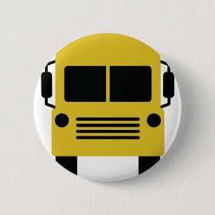 yellow school bus symbol 6 cm round badge