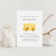 Yellow School Bus Toddler Birthday Invitation