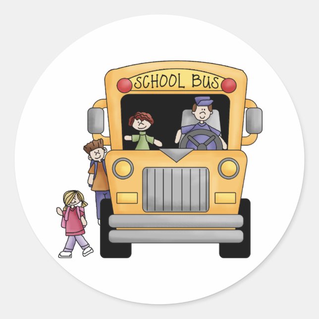 Yellow School Bus Tshirts and Gifts Classic Round Sticker (Front)