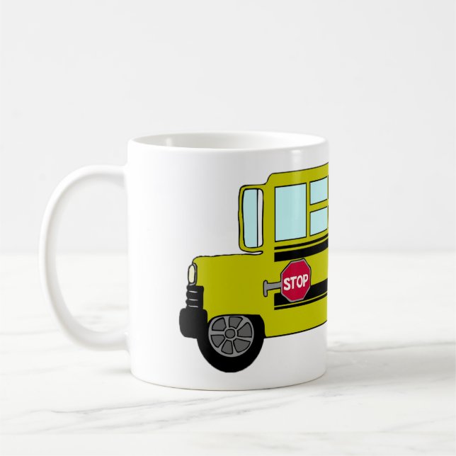 Yellow School Bus with Stop Sign Coffee Mug (Left)