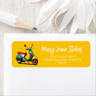 Yellow SCOOTER Return Address Label Personalised