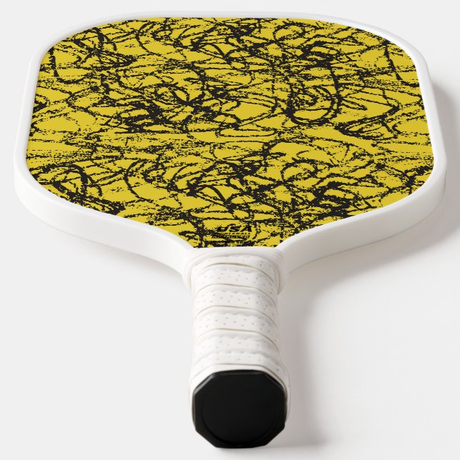 Yellow Scribble Pickleball Paddle (Laydown)