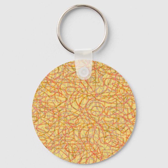 Yellow scribbled lines pattern key ring (Front)